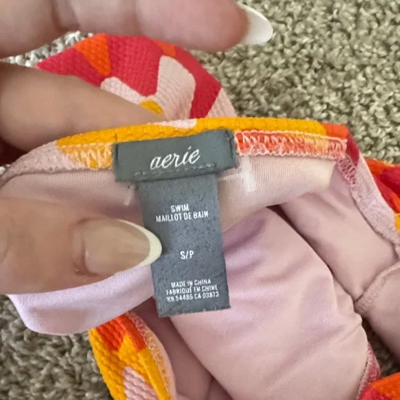 aerie High-Waist Bikini Bottoms in Pink, Orange & Red - Picture 2 of 3